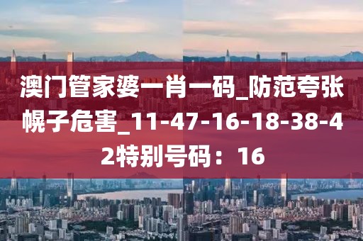 澳门管家婆一肖一码_防范夸张幌子危害_11-47-16-18-38-42特别号码：16