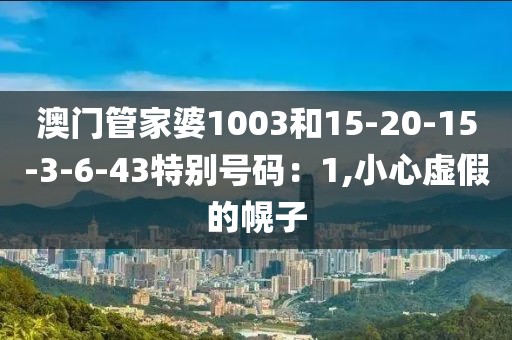 澳门管家婆1003和15-20-15-3-6-43特别号码：1,小心虚假的幌子