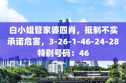 白小姐管家婆四肖，抵制不实承诺危害，3-26-1-46-24-28特别号码：46