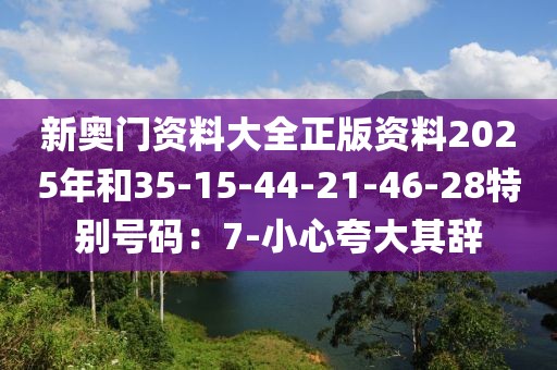新奥门资料大全正版资料2025年和35-15-44-21-46-28特别号码：7-小心夸大其辞